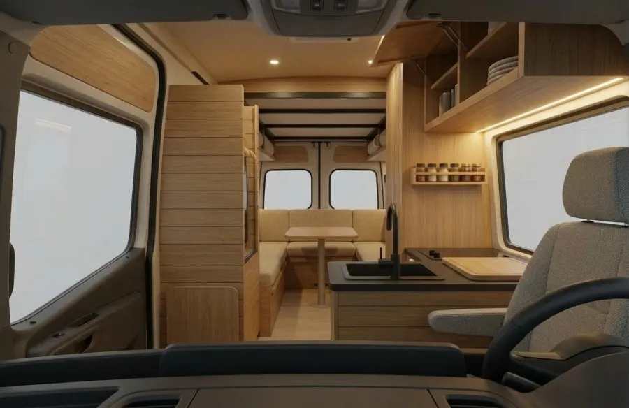 Ontwerp, vanuit de cabine naar achteren